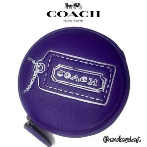 Coach Ultra Violet Purple Round Coin Bag Wristlet in Hangtag Motif Rare